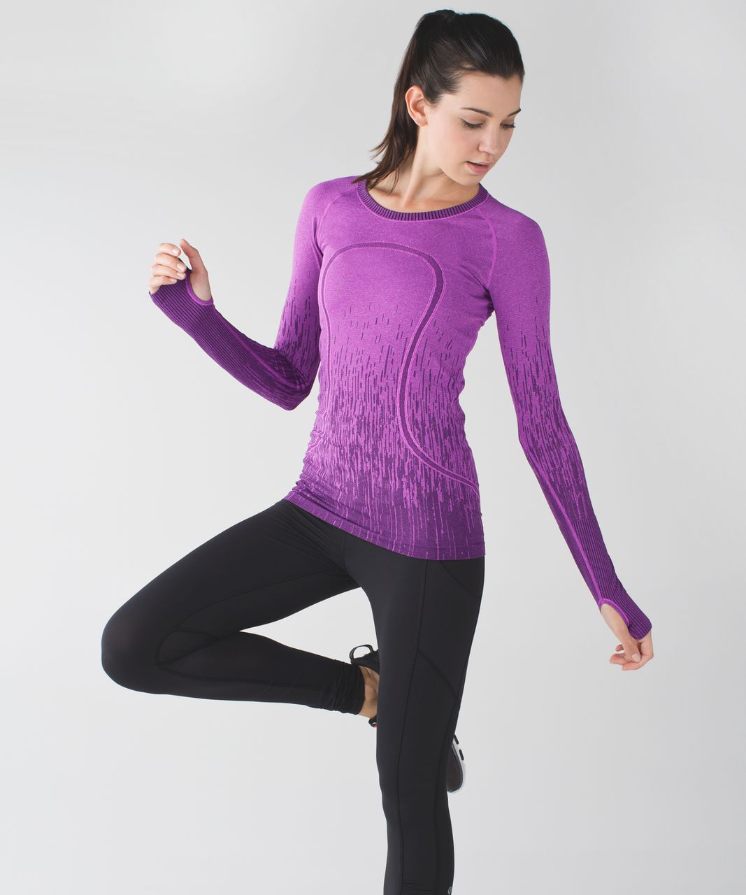 Lululemon Run:  Swiftly Tech Long Sleeve Crew - Heathered Regal Plum