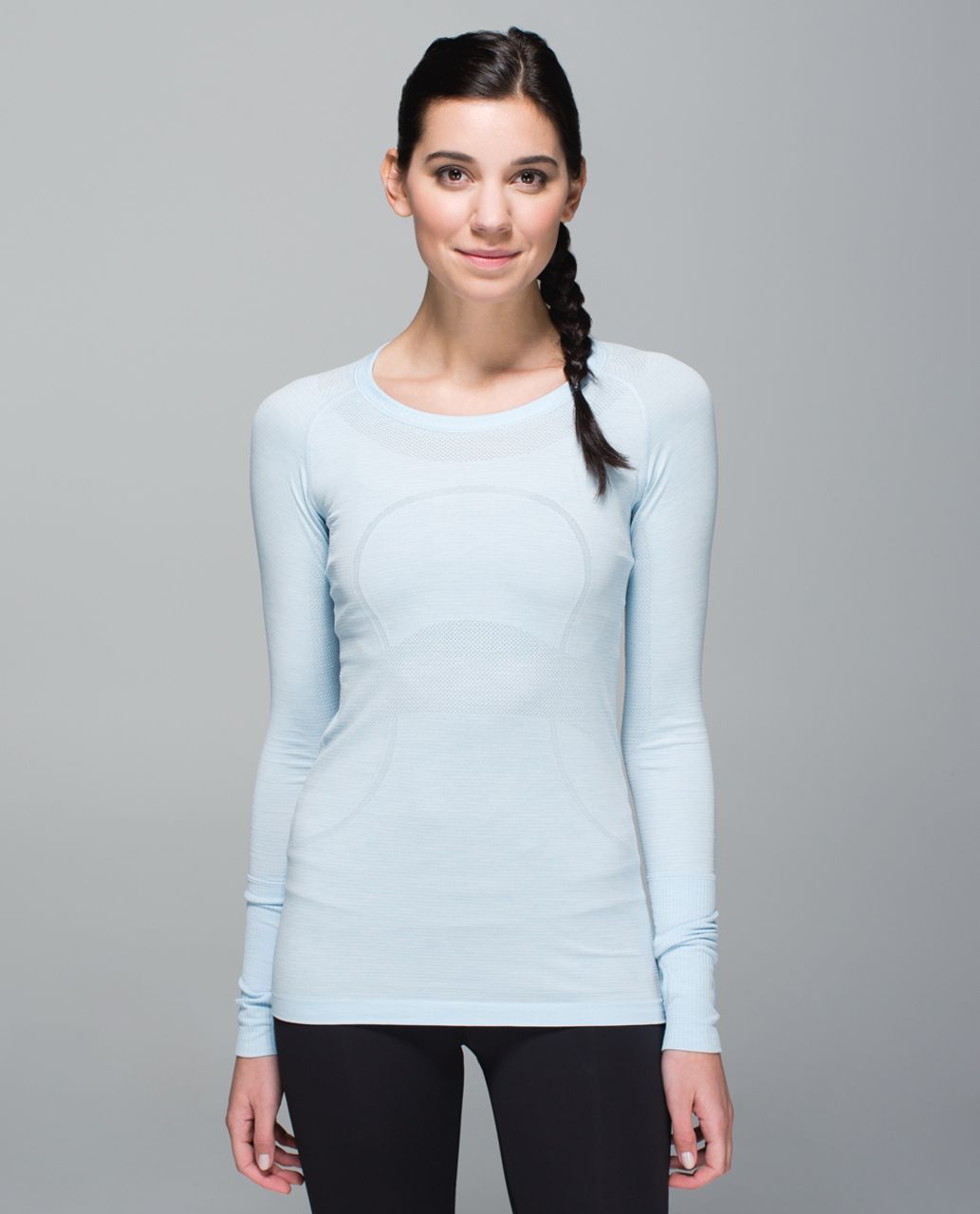 Lululemon Run:  Swiftly Tech Long Sleeve Crew - Space Dye Heathered Caspian Blue