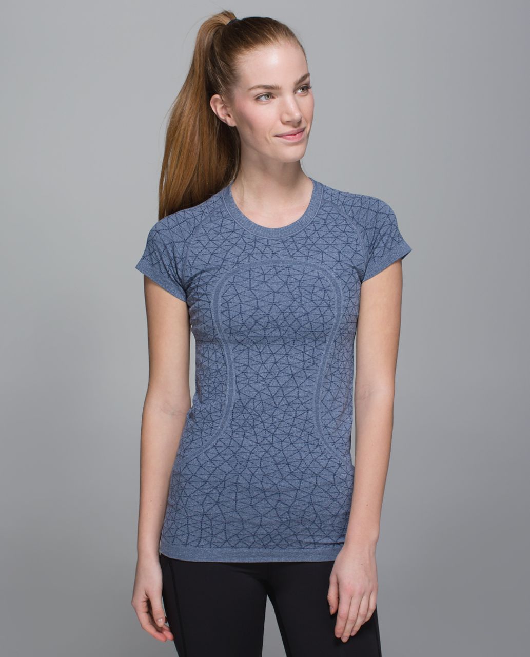 Lululemon Run:  Swiftly Tech Short Sleeve Crew - Heathered Deep Navy