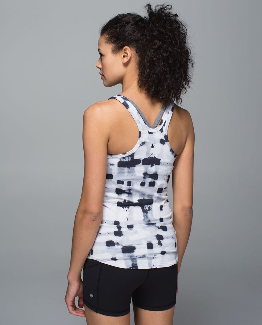 Lululemon Studio Racerback - Ghost Weave White Black