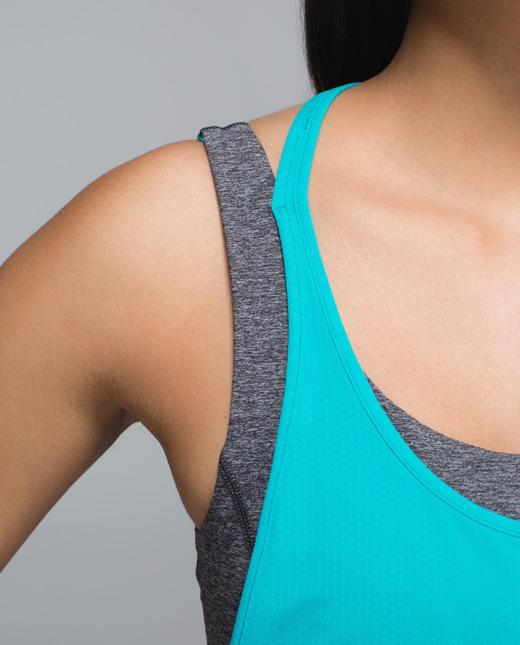 Lululemon All Sport Support Tank - Blue Tropics / Heathered Black