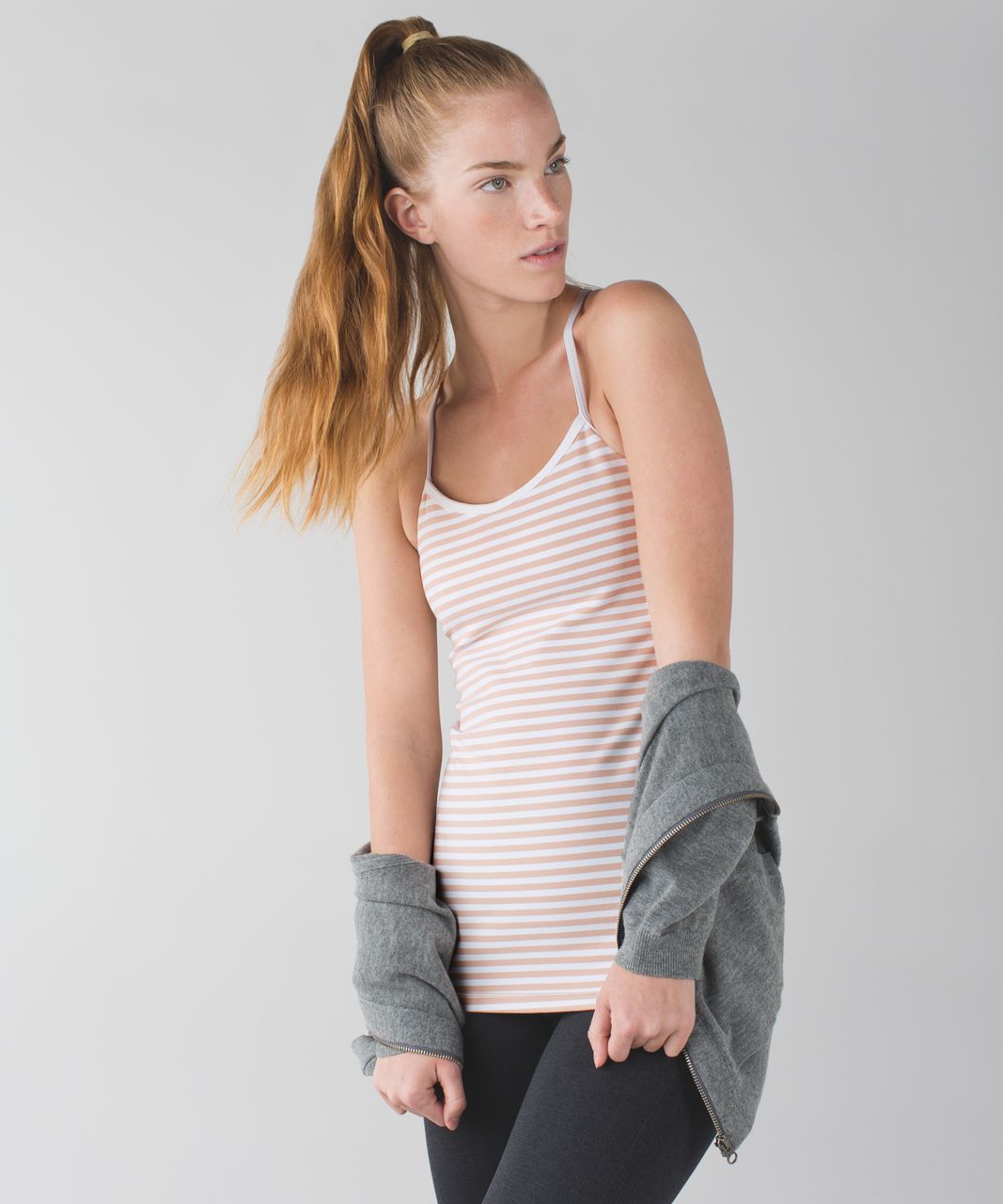 Lululemon Power Y Tank *Luon - Narrow Bold Stripe White Naked / White