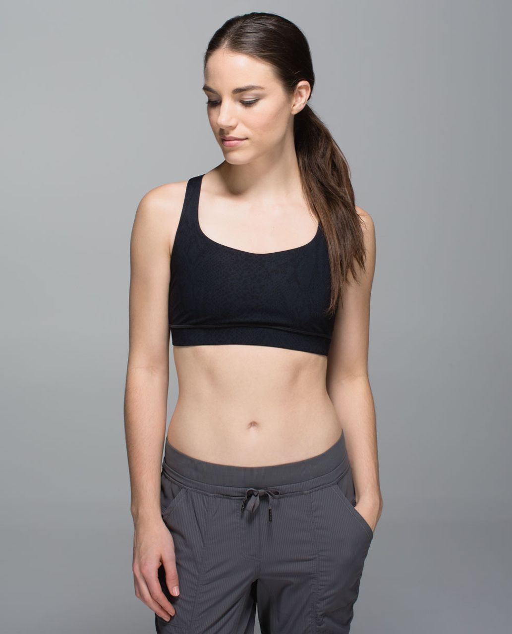 Lululemon 50 Rep Bra - Desert Snake Deep Coal Black / Black