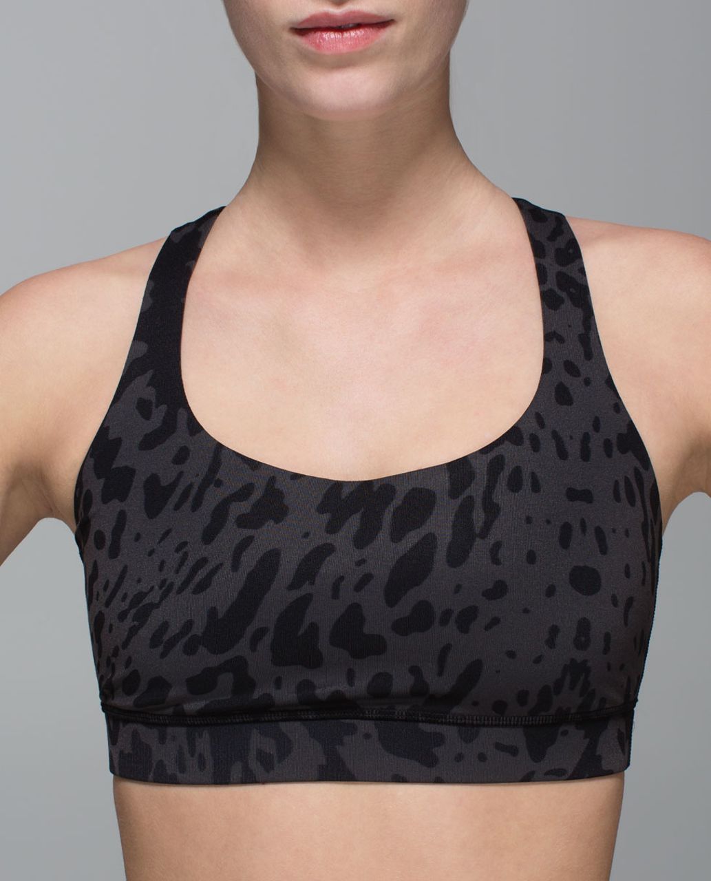 Lululemon 50 Rep Bra - Animal Swirl Deep Coal Black / Black