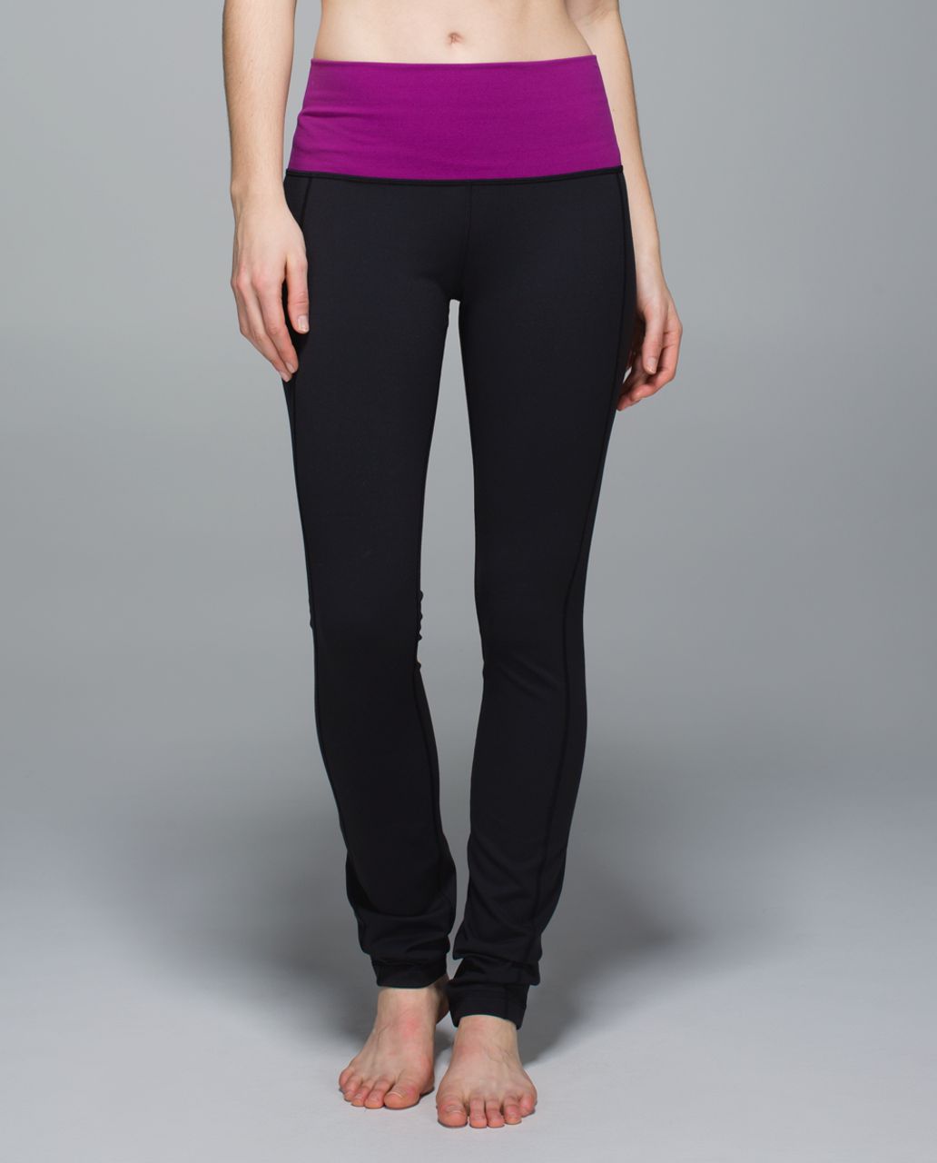 Lululemon Skinny Groove Pant II *Full-On Luon (Roll Down) - Black / Regal Plum