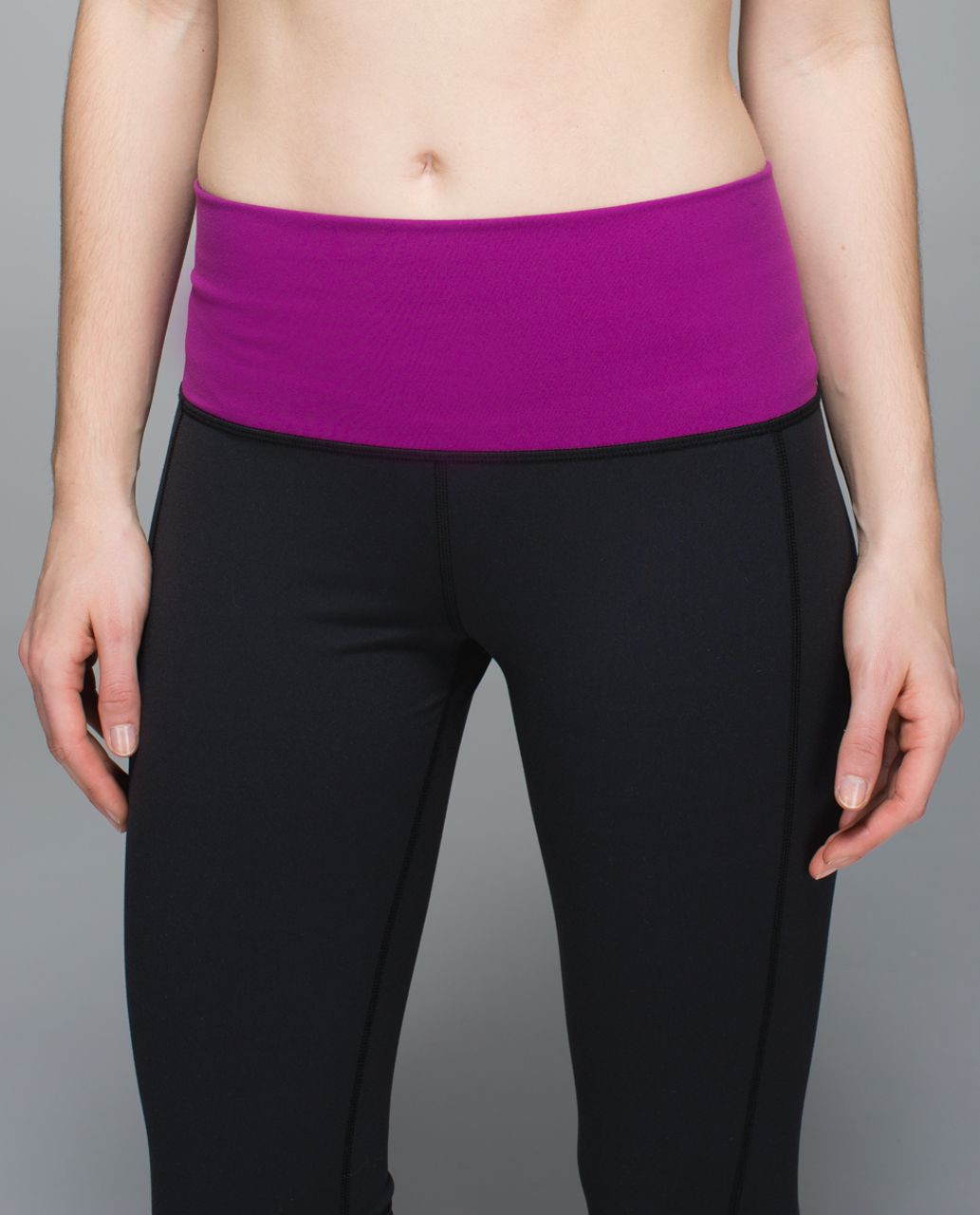 Lululemon Skinny Groove Pant II *Full-On Luon (Roll Down) - Black / Regal Plum