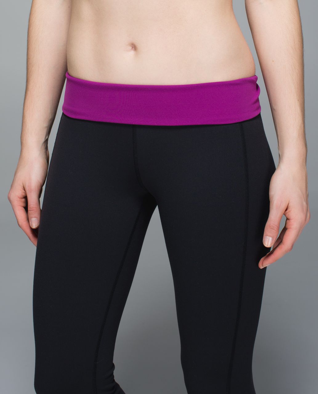 Lululemon Skinny Groove Pant II *Full-On Luon (Roll Down) - Black / Regal Plum