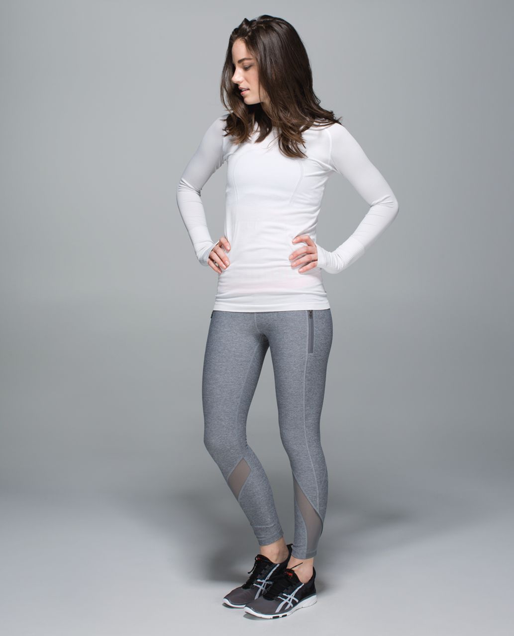 Lululemon Inspire Tight II (Mesh) - Heathered Slate / Quiet Stripe Butter Pink Electric Coral / Electric Coral