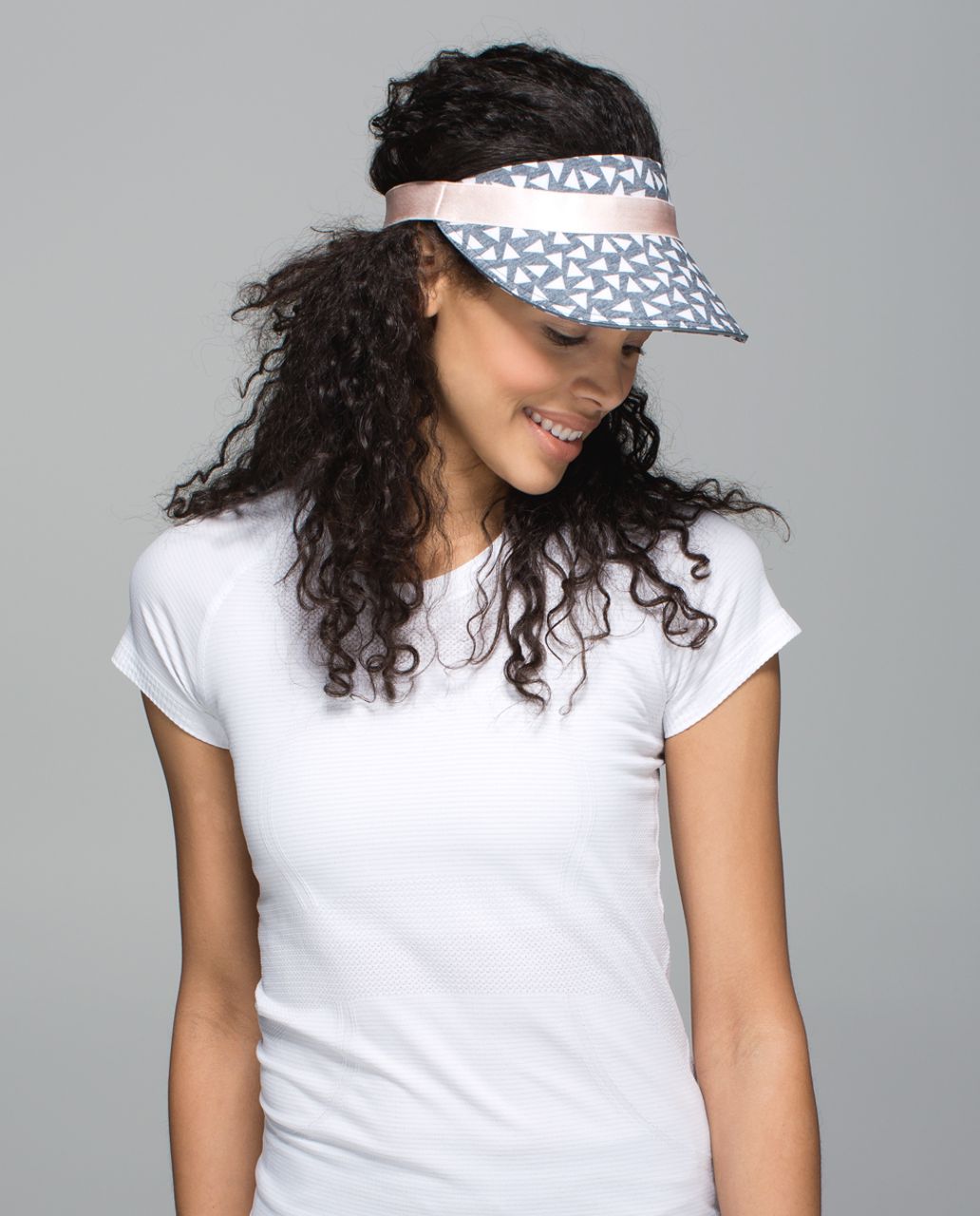 Lululemon Fast Paced Run Visor - Mini Tri Pop White Heathered Texture Printed Greyt Deep Coal / Silver Spoon