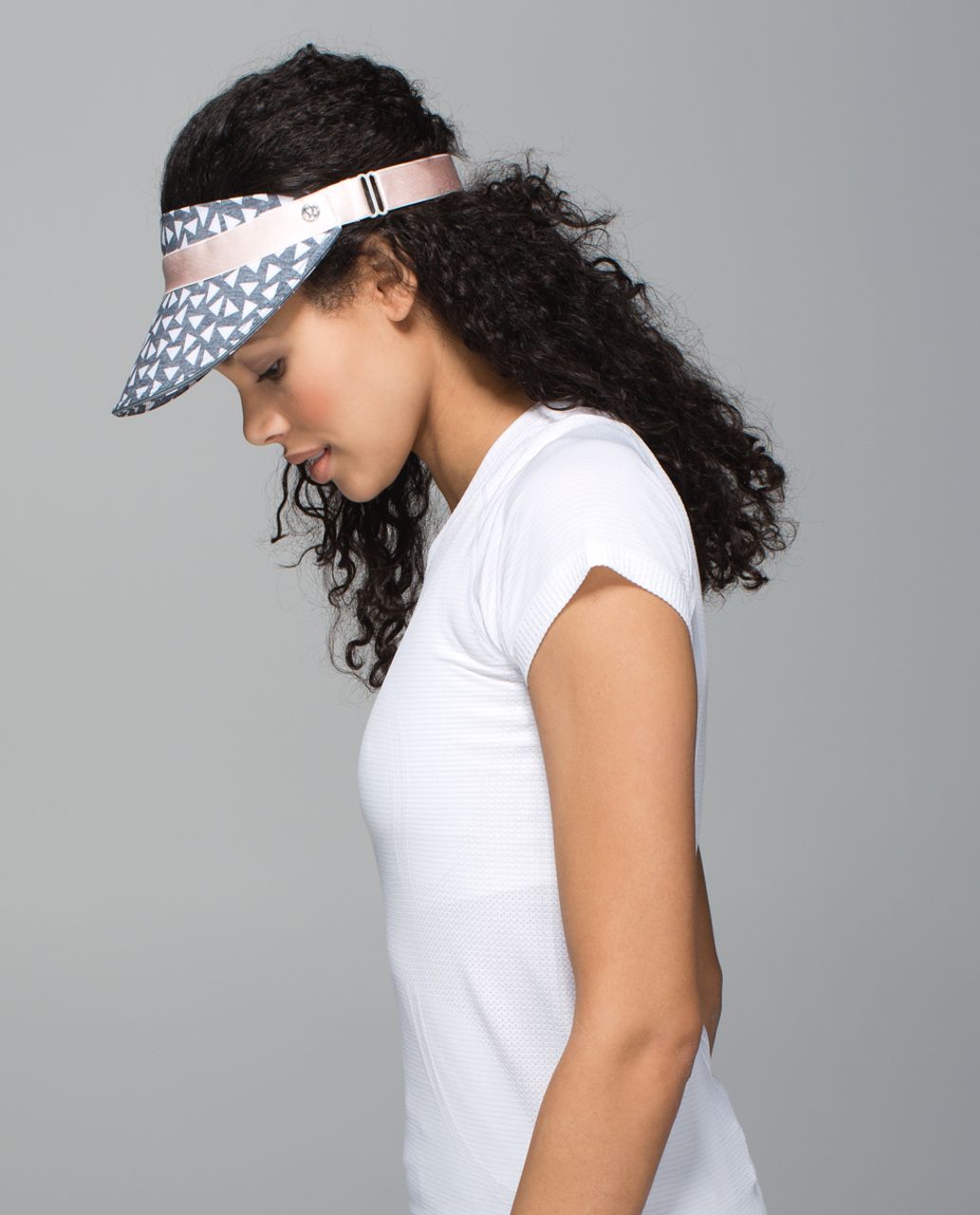 Lululemon Fast Paced Run Visor - Mini Tri Pop White Heathered Texture Printed Greyt Deep Coal / Silver Spoon