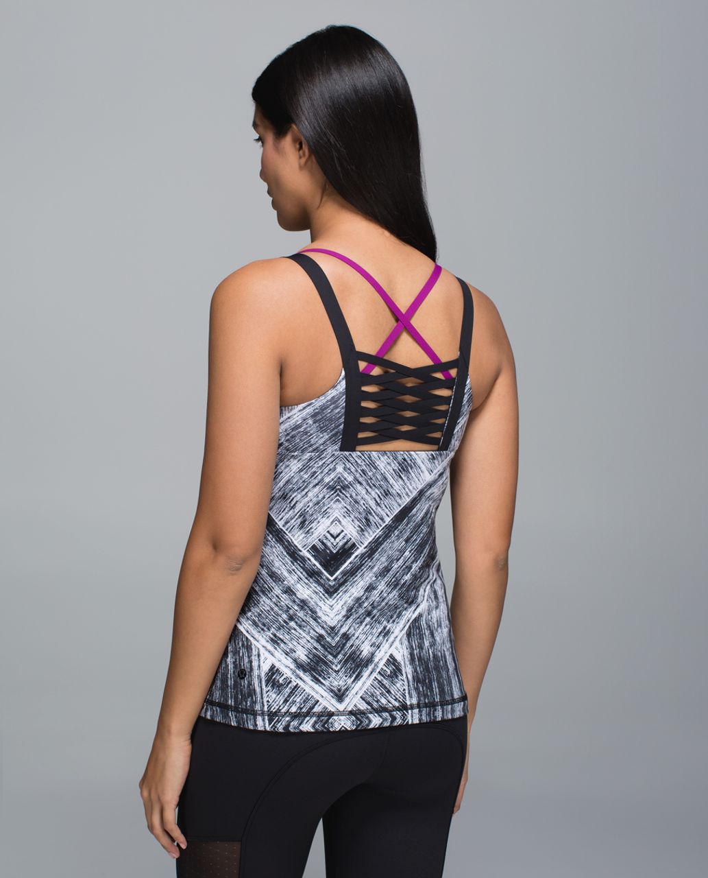 Lululemon Hot To Street Tank - Heat Wave White Black / Black / Regal Plum