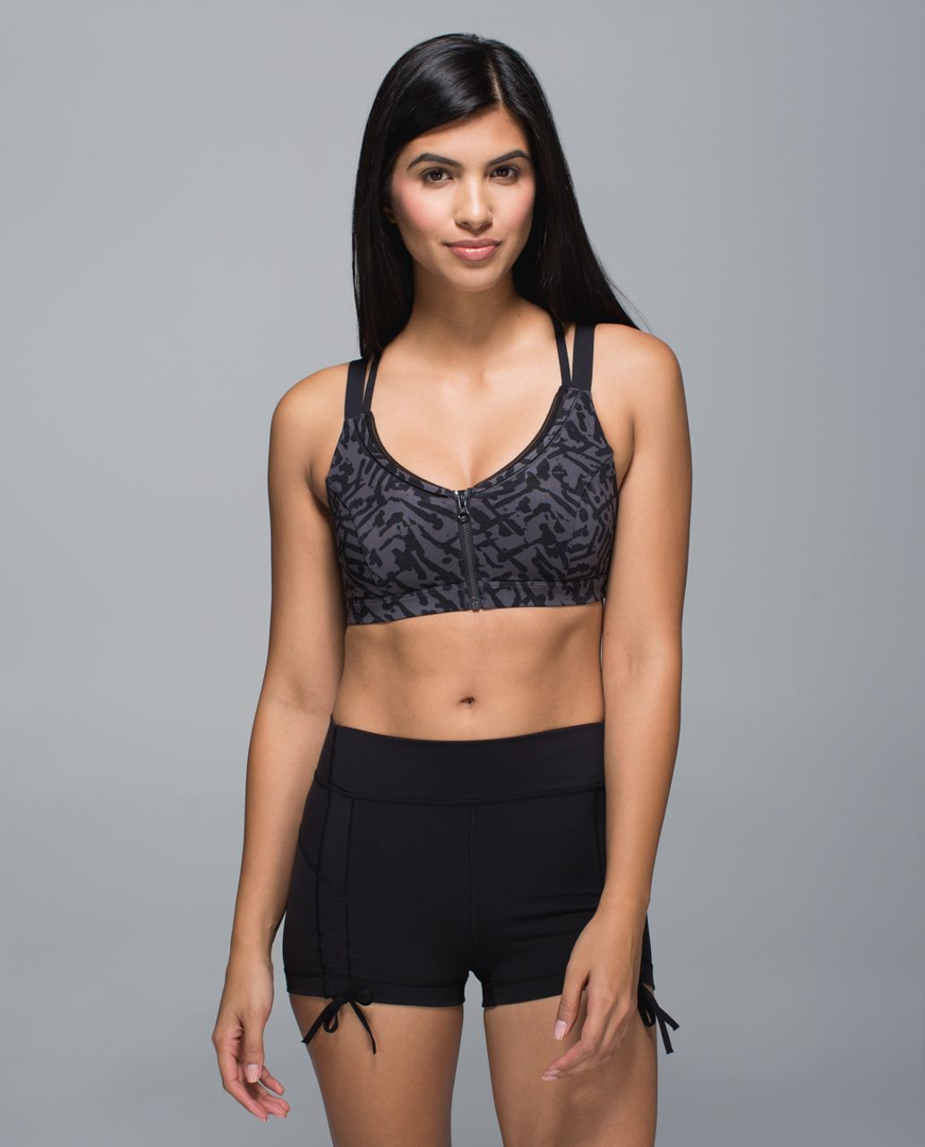 Lululemon Hot To Street Bra - Biggie Brushed Animal Coal Black / Black