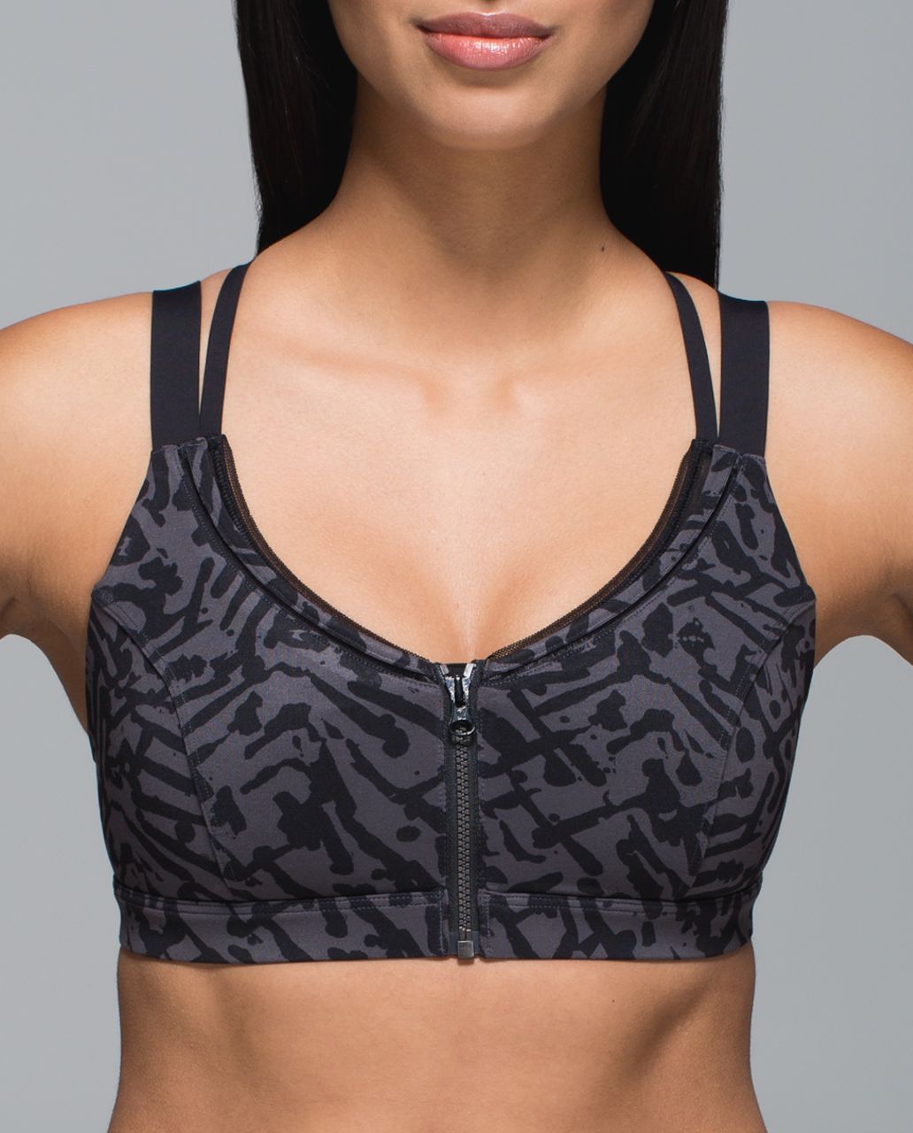 Lululemon Hot To Street Bra - Biggie Brushed Animal Coal Black / Black