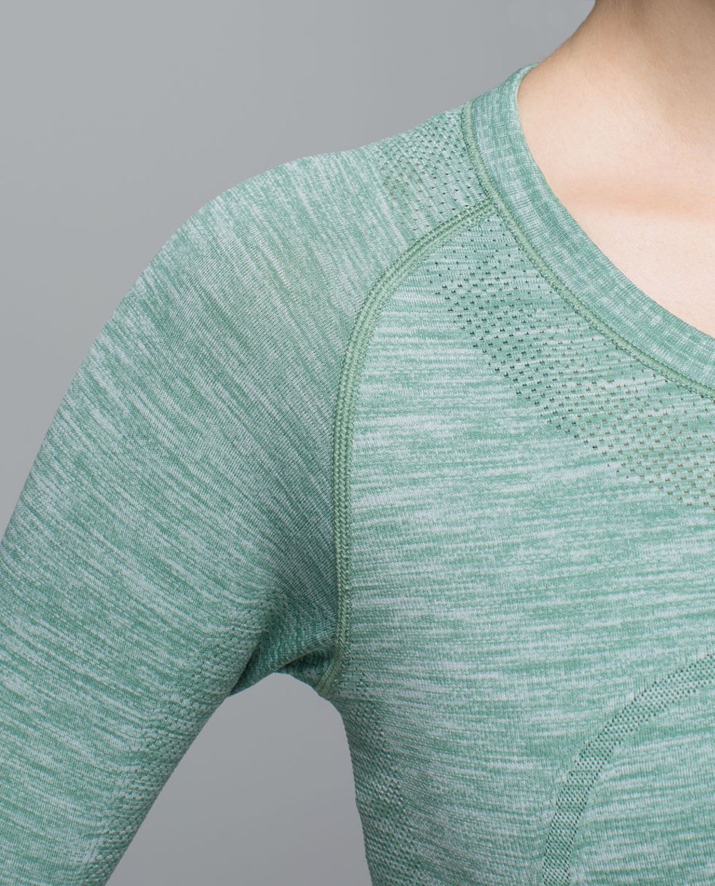 Lululemon Run:  Swiftly Tech Long Sleeve Crew - Space Dye Heathered Vintage Green