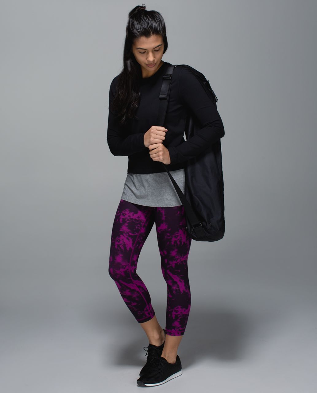 Lululemon Wunder Under Crop II *Full-On Luon - Breezie Regal Plum Black