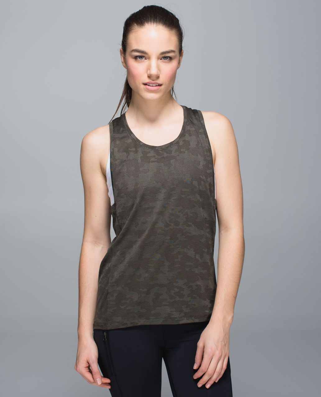 LULULEMON Run For Your Life Tank size 2 Grey Womens Top Built in