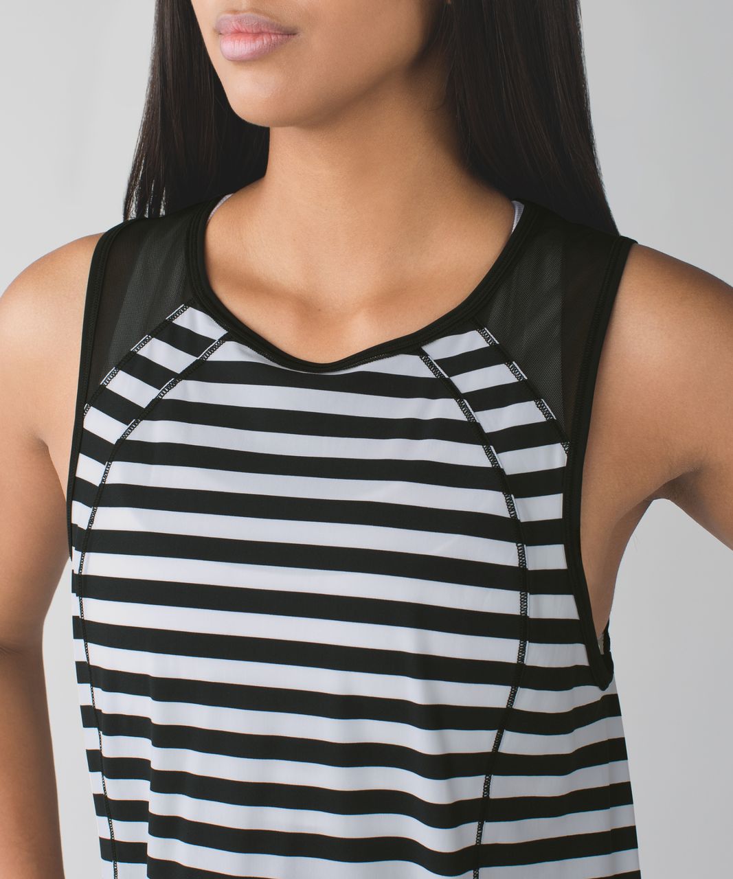 Lululemon Sculpt Tank - Apex Stripe Printed White Black / Black