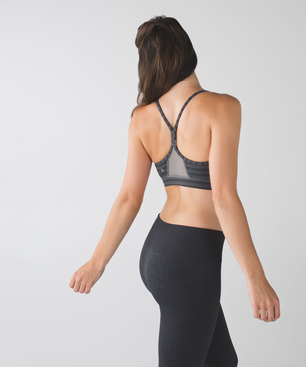 Lululemon Flow Y Bra IV - Textured Stripe Slate Deep Coal - lulu fanatics