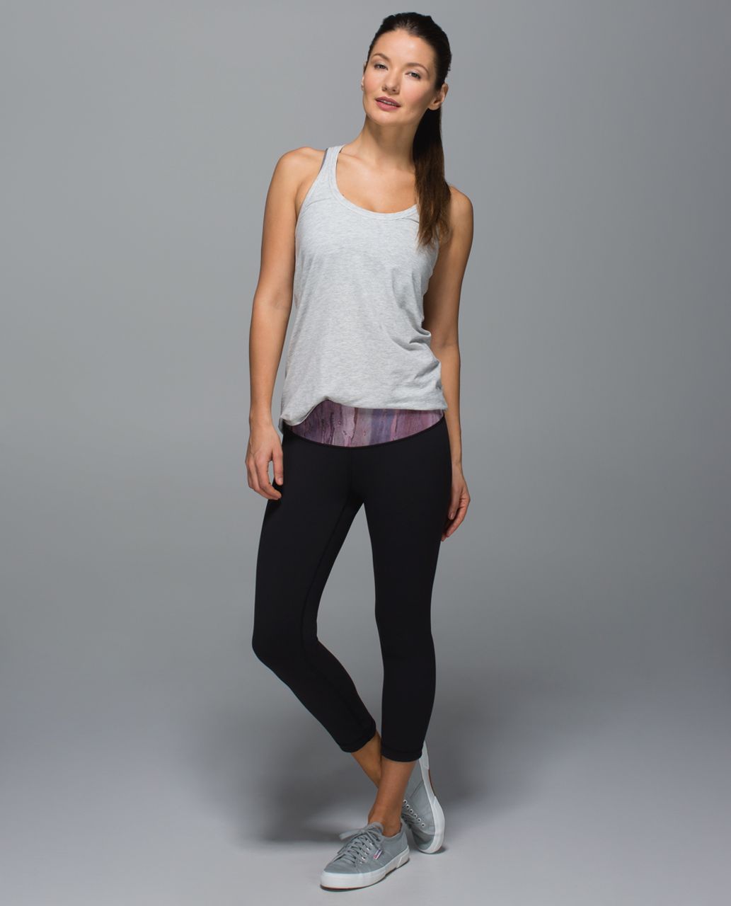 Lululemon Wunder Under Crop II *Full-On Luon - Black / Mini Hazy Horizon Storm Mauve