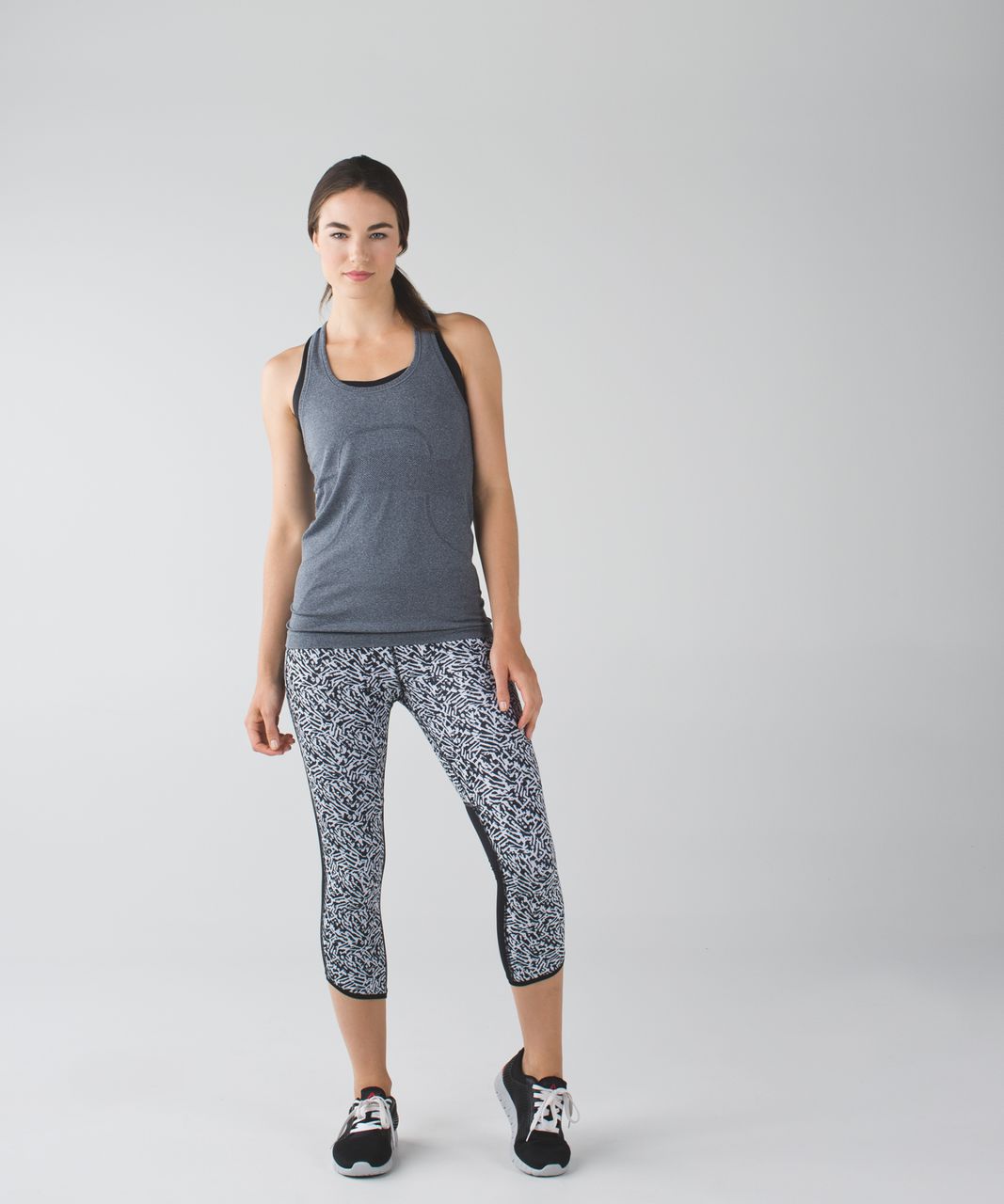 Lululemon Pace Pusher Crop - Mini Brushed Animal Black White / Black - lulu  fanatics