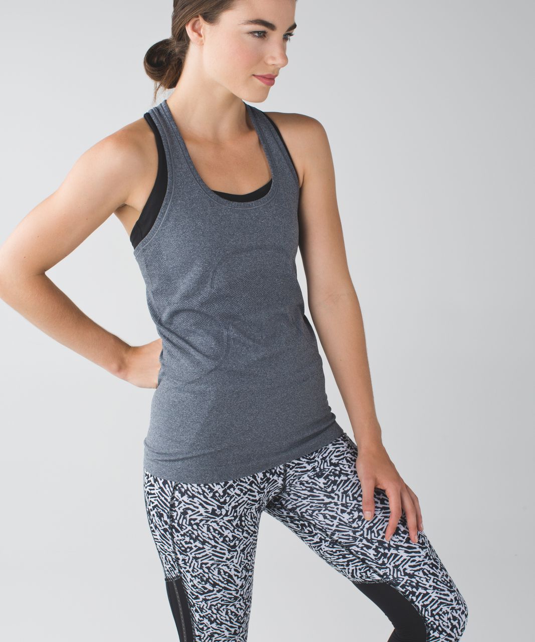 Lululemon Pace Pusher Crop - Mini Brushed Animal Black White / Black