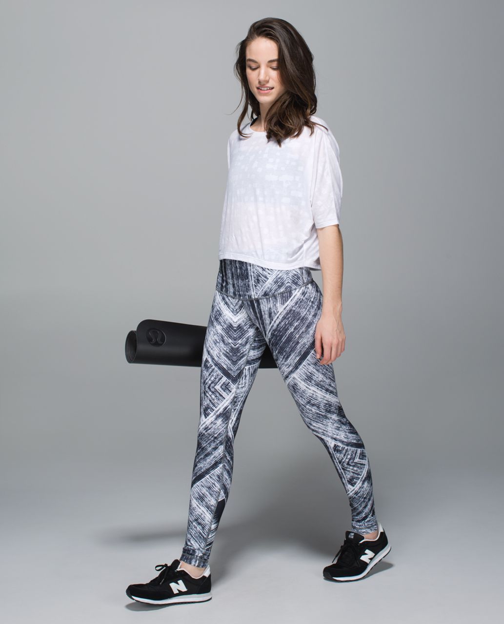 Lululemon Wunder Under Pant *Full-On Luon (Roll Down) - Heat Wave White  Black - lulu fanatics