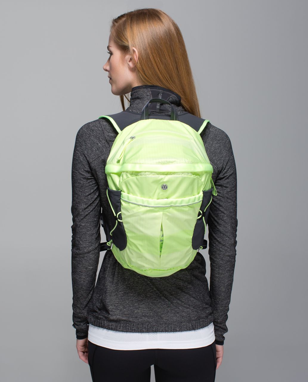 Lululemon Run All Day Backpack - Wide Bold Stripe Clear Mint Zest / Deep Coal