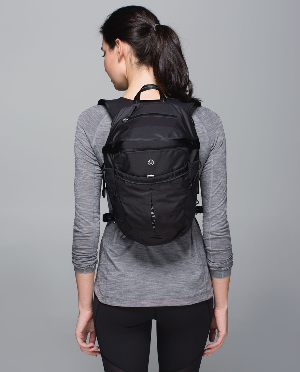 Lululemon Run All Day Backpack - Wide Bold Stripe Black Deep Coal / Black