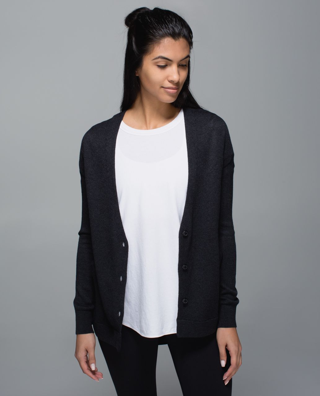 Lululemon Cardi In The Front - Heathered Black /  Black