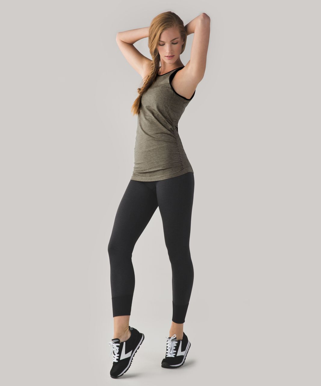 Lululemon In The Flow Tank - Heathered Fatigue Green