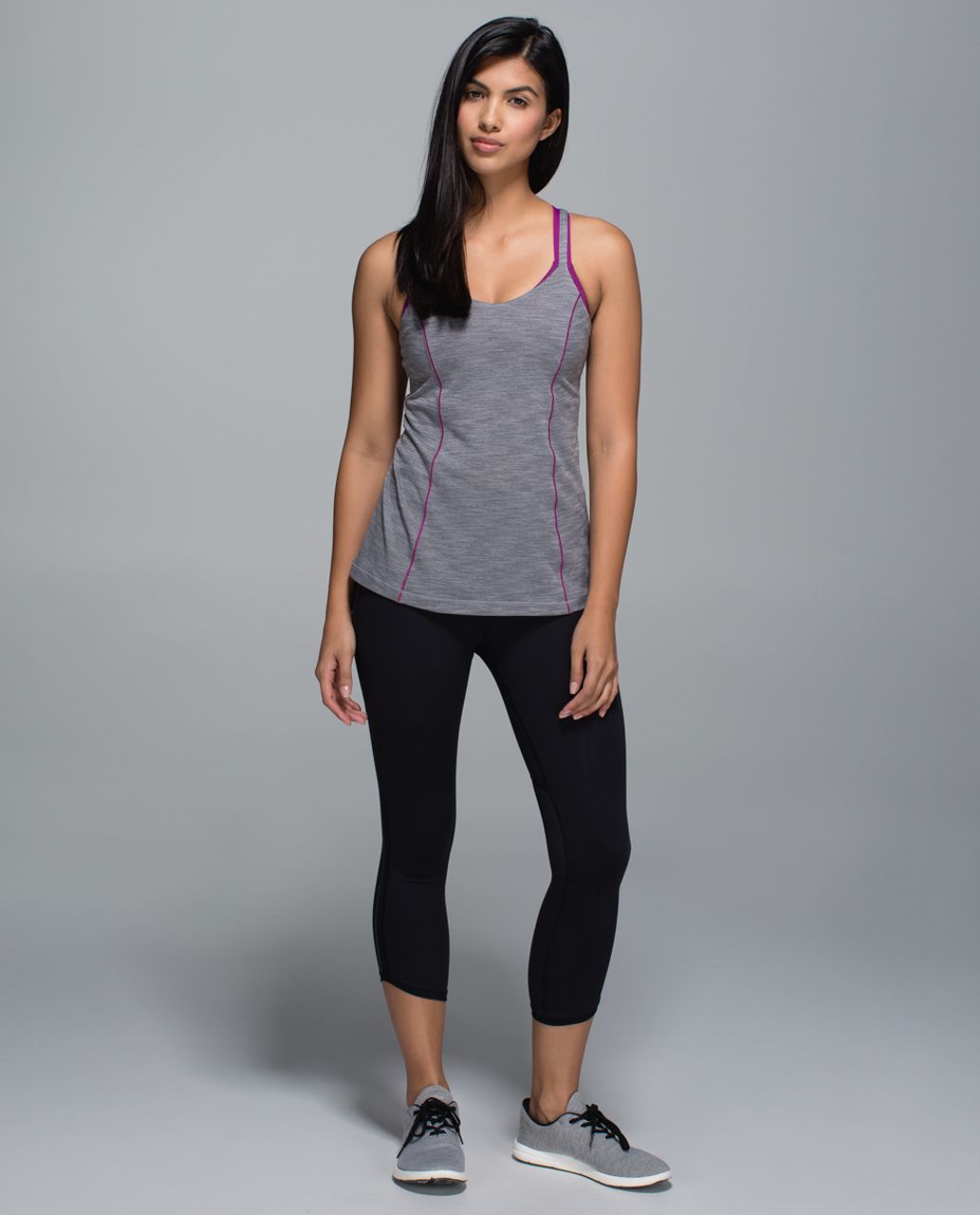 Lululemon Run For Gold Tank - Heathered Slate / Regal Plum