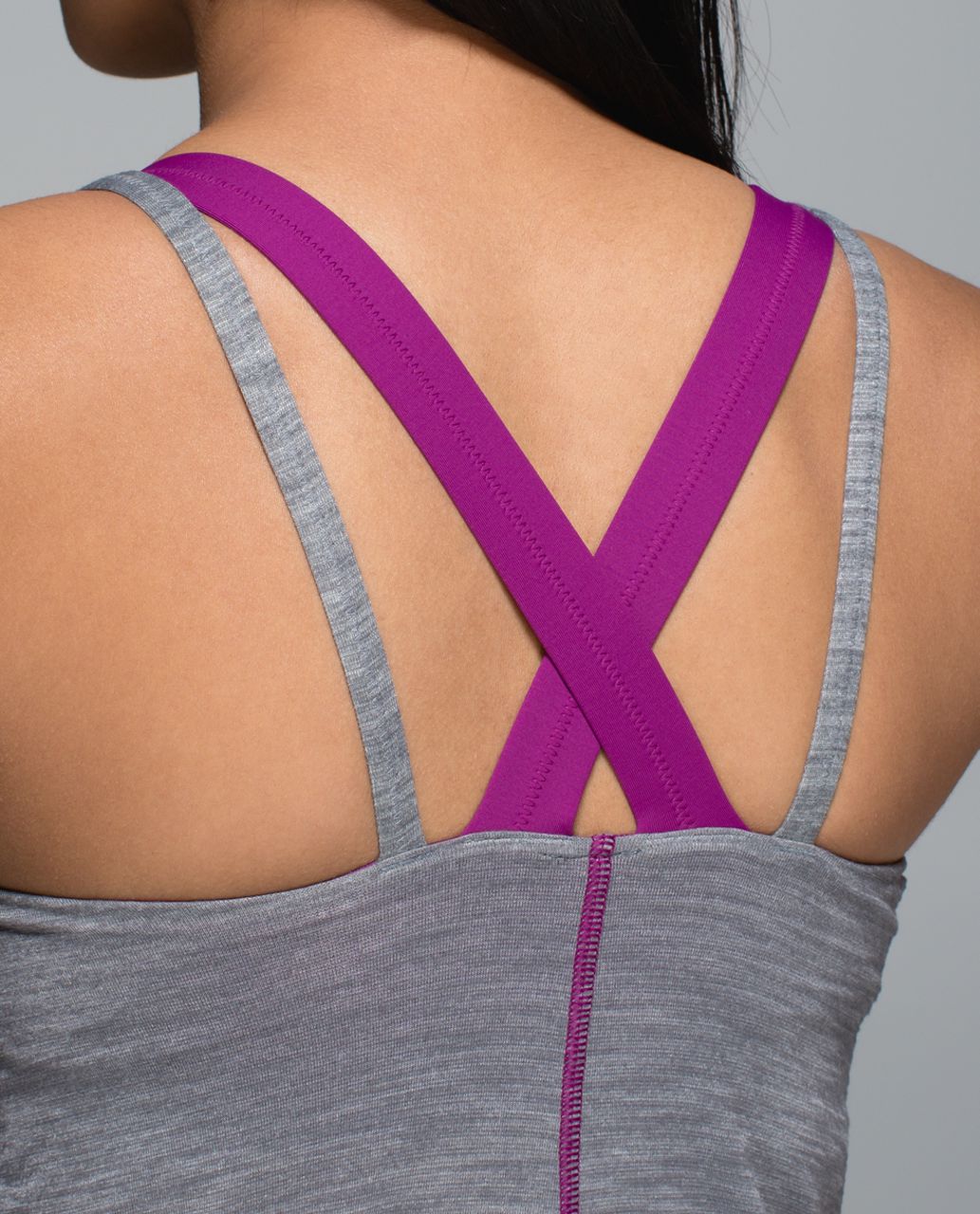 Lululemon Run For Gold Tank - Heathered Slate / Regal Plum