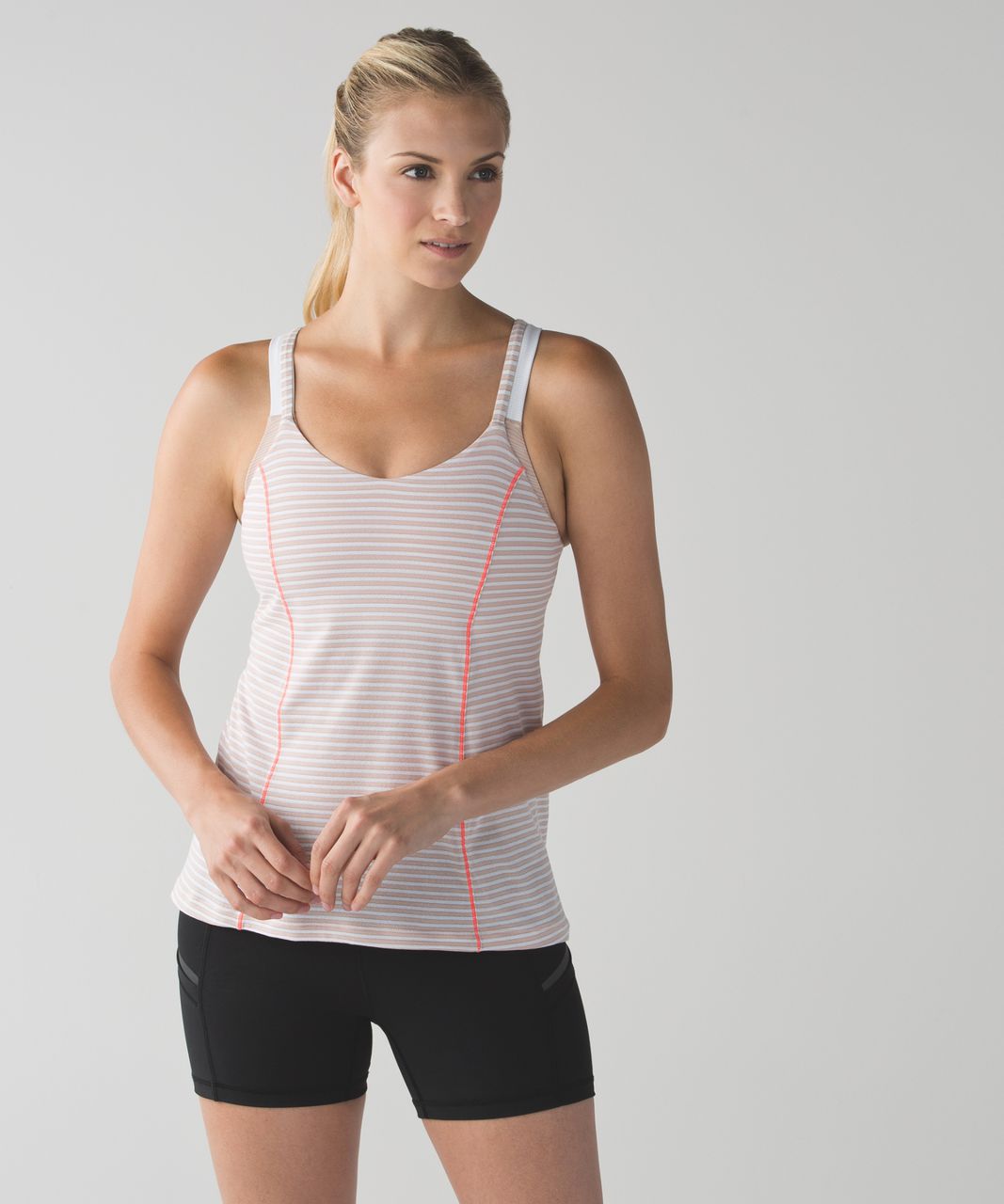 Lululemon Run For Gold Tank - Silver Stripe White Naked / White