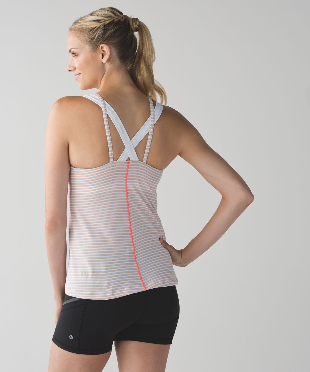 Lululemon Run For Gold Tank - Silver Stripe White Naked / White