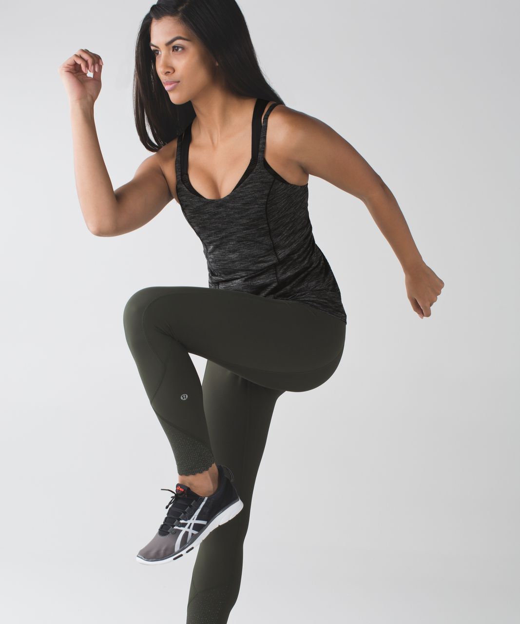 Lululemon Run For Gold Tank - Heathered Black /  Black