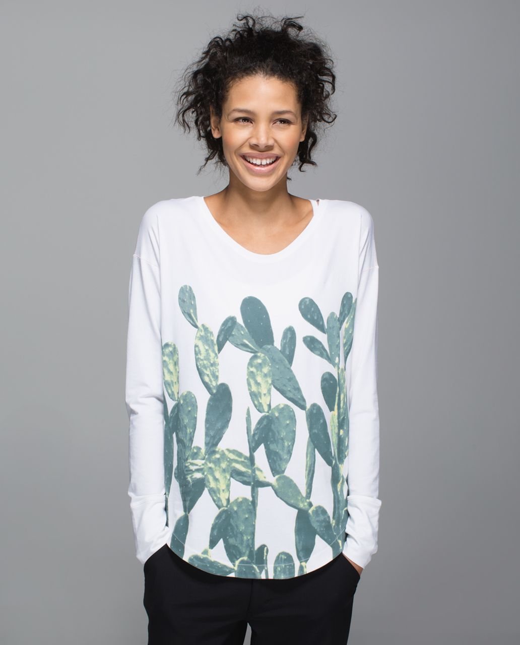 Lululemon Weekend Long Sleeve - White / Prickly Pear Multi