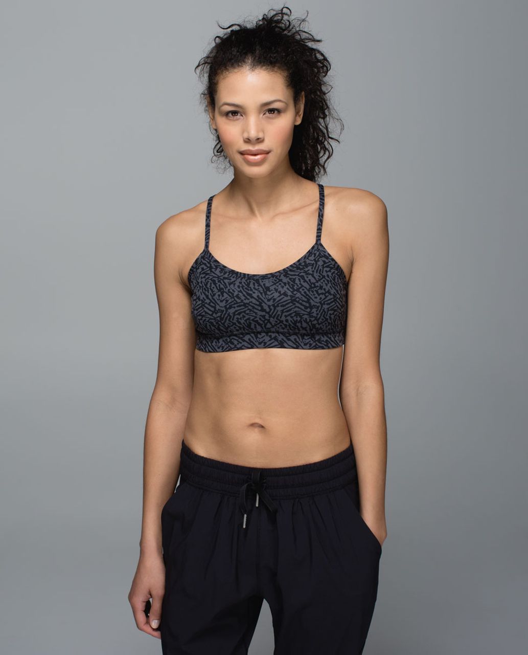 Lululemon Flow Y Bra IV - Mini Brushed Animal Coal Black / Biggie Brushed Animal Coal Black