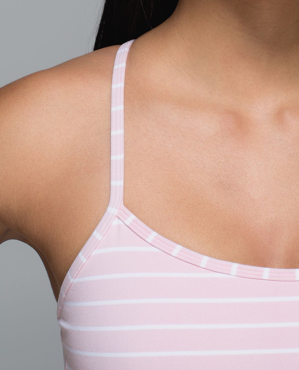 Lululemon Flow Y Bra IV - Quiet Stripe Strawberry Milkshake White