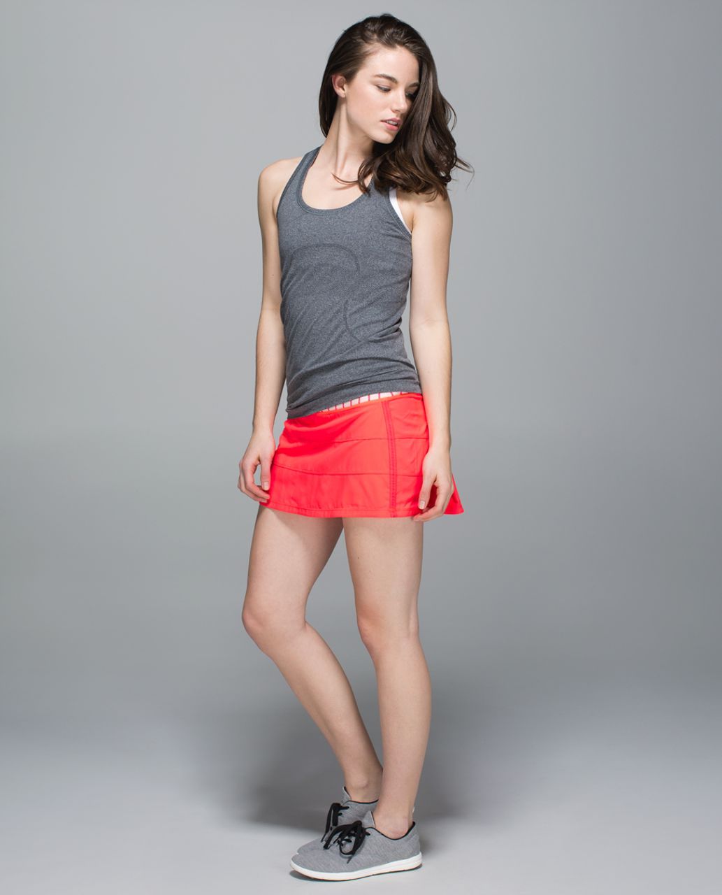 Lululemon Pace Rival Skirt II *4-way Stretch (Regular) - Electric Coral / Quiet Stripe Butter Pink Electric Coral