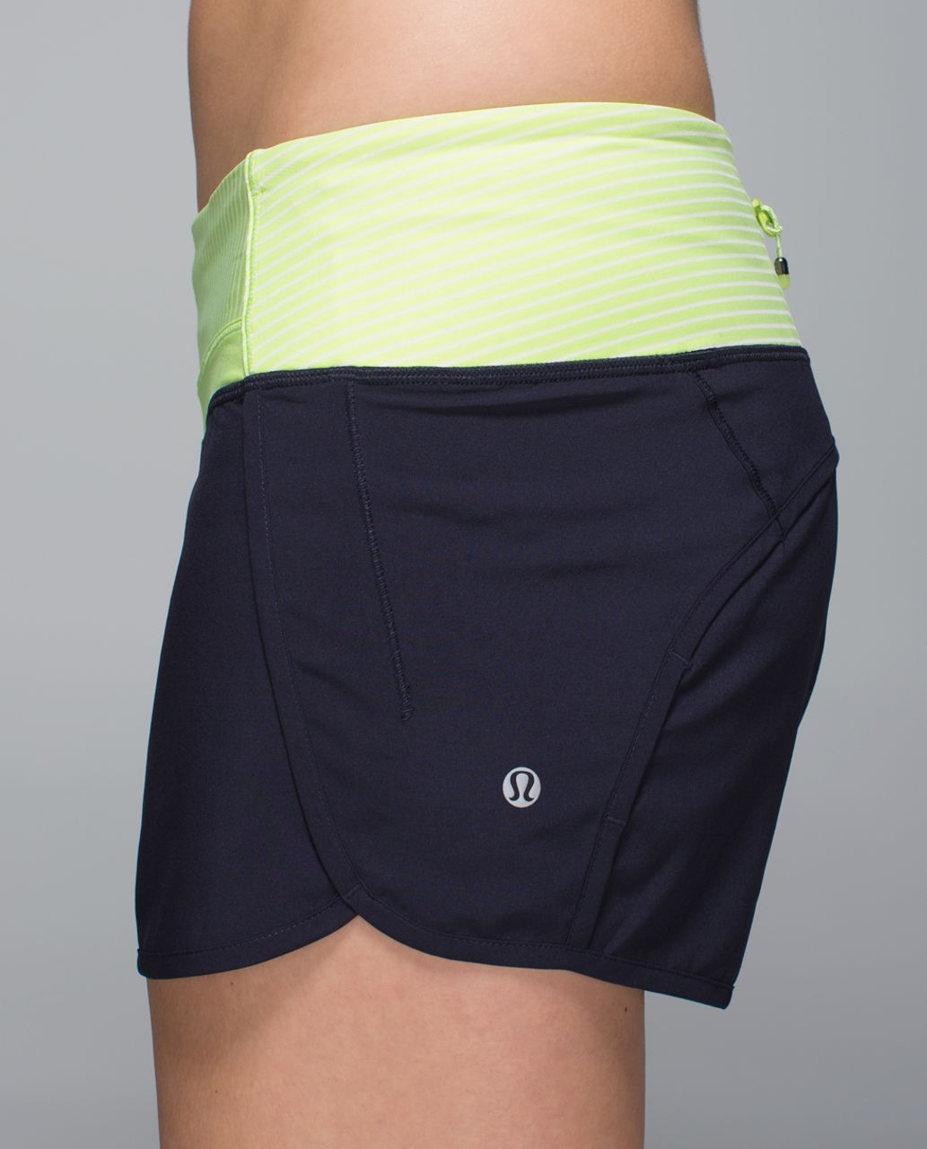 Lululemon Run Times Short *4-way Stretch - Naval Blue / Hyper Stripe Clear Mint Zest