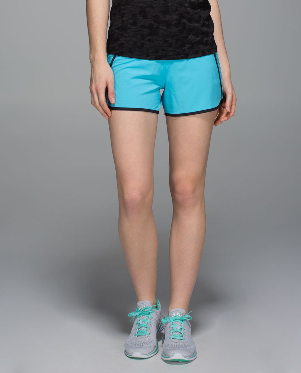 Lululemon Run Times Short *4-way Stretch 4" - Fresco Blue / Mini Brushed Animal Black White / Black