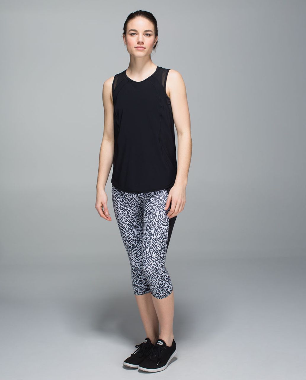 Lululemon Black and White Animal Print with Mesh Detail and Front Zipp –  The Saved Collection