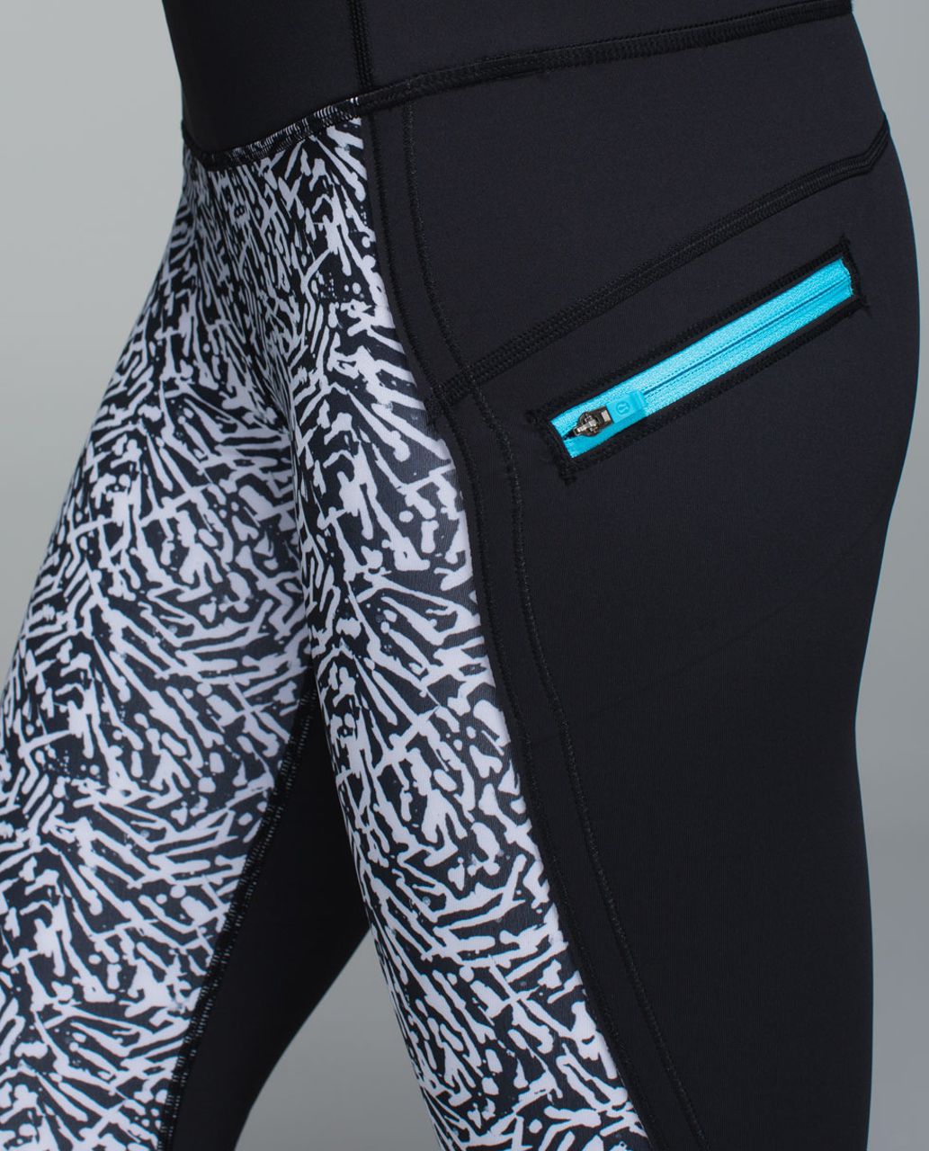 Lululemon Run:  Top Speed Crop - Mini Brushed Animal Black White / Black