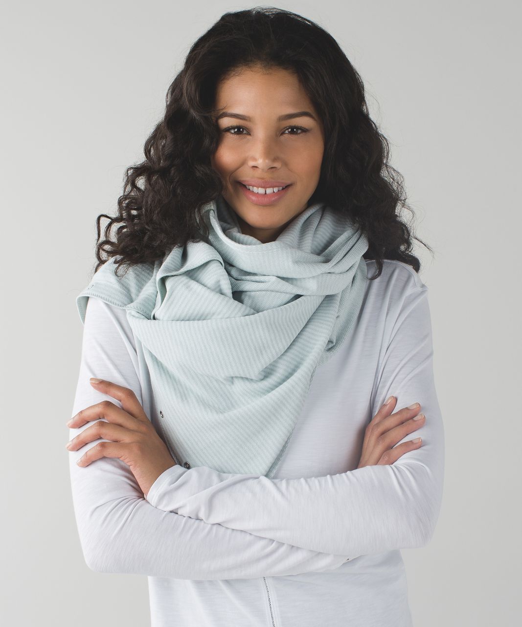 Lululemon Vinyasa Scarf *Rulu - Mini Check Pique White Heathered Minty Grey  - lulu fanatics