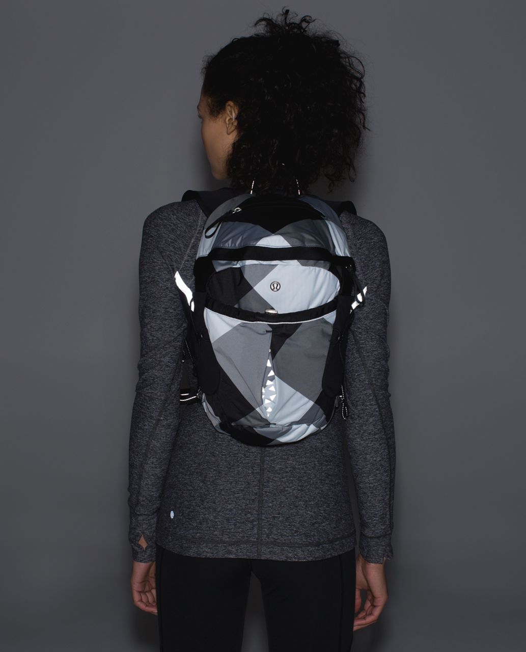 Lululemon Run All Day Backpack - Oversized Buffalo Check Almost Blue Black / Black