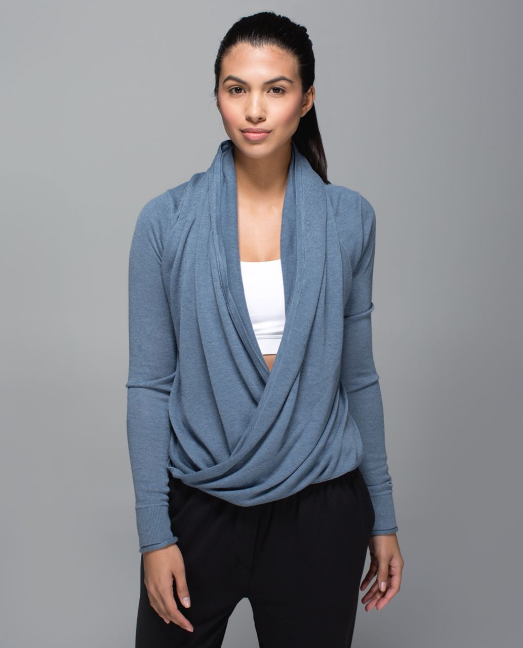 lululemon 6 iconic wrap Blue Black Stripe Sweater Pullover