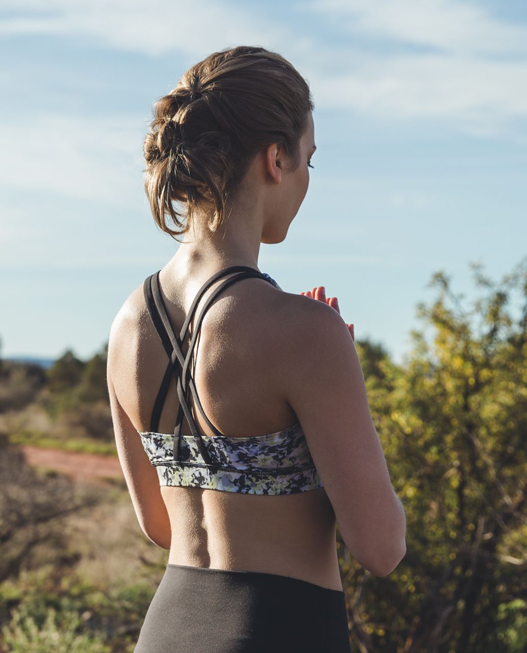 Lululemon Energy Bra - Crosscourt Petal Black Clarity Yellow / Black