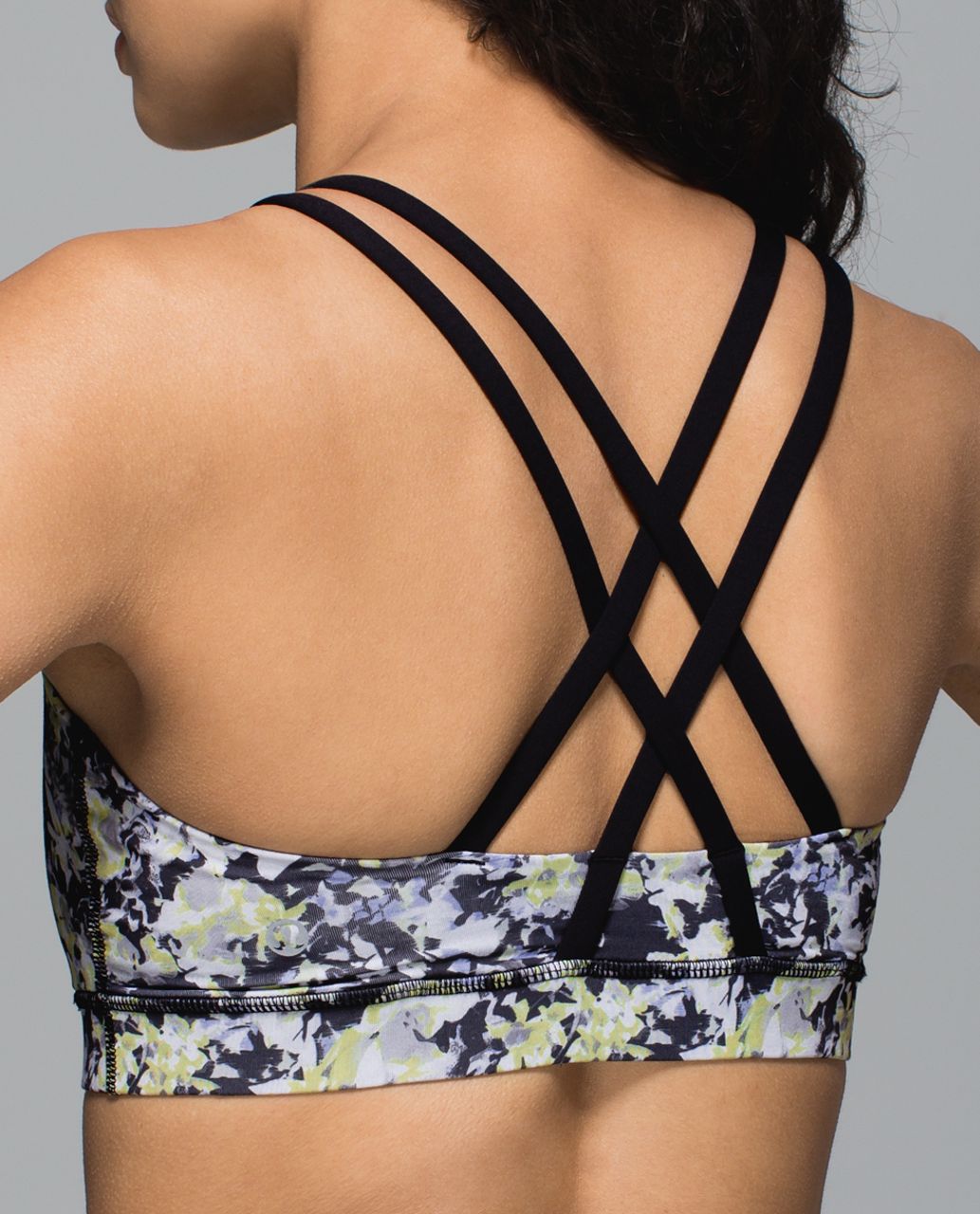 Lululemon Energy Bra - Crosscourt Petal Black Clarity Yellow / Black