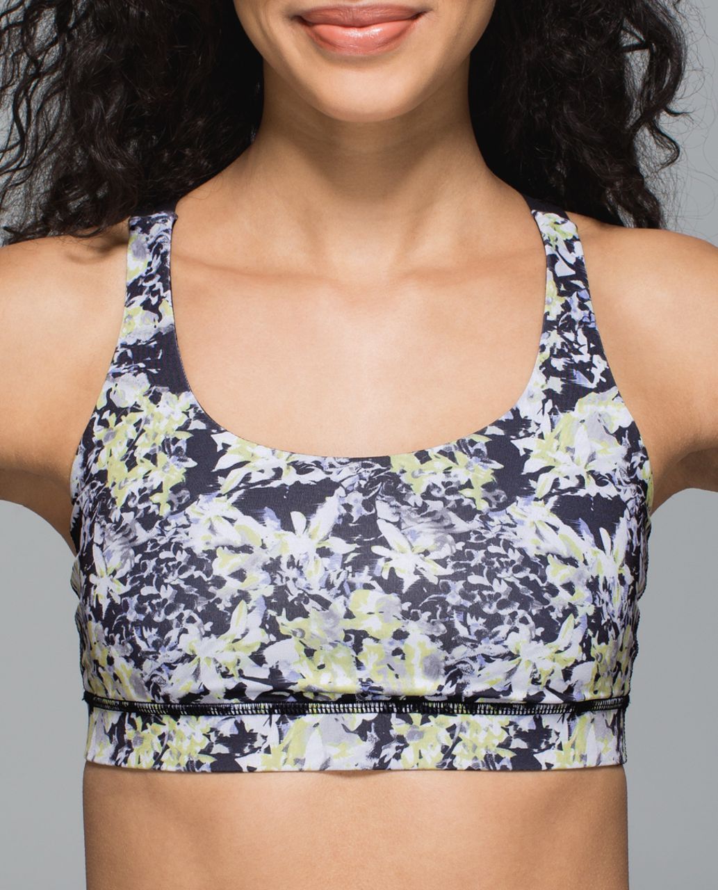 Lululemon Energy Bra - Crosscourt Petal Black Clarity Yellow / Black