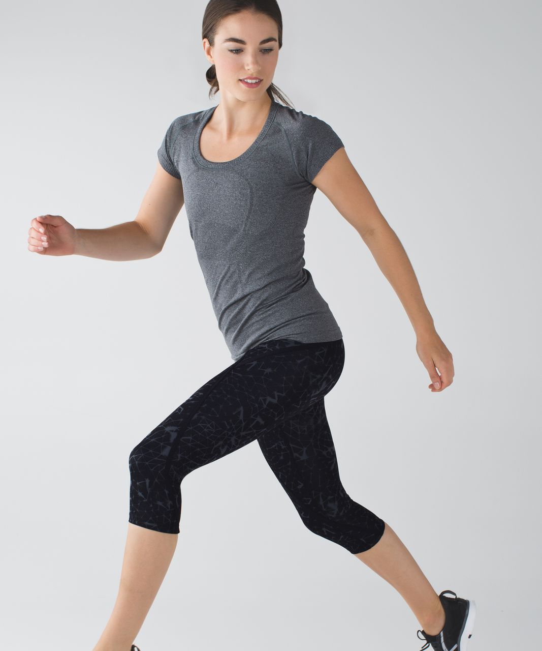 Lululemon Pedal Pace Crop - Star Crushed Coal Black / Black